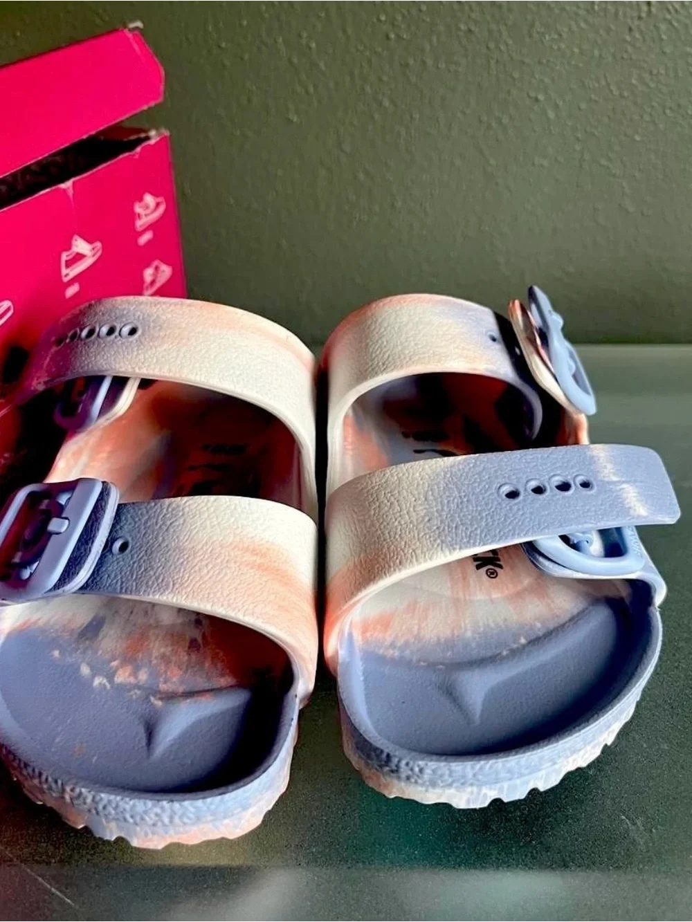 Birkenstock Arizona EVA Kids Sandals – Coral Peach – Size 28 / US Kids 10 – New